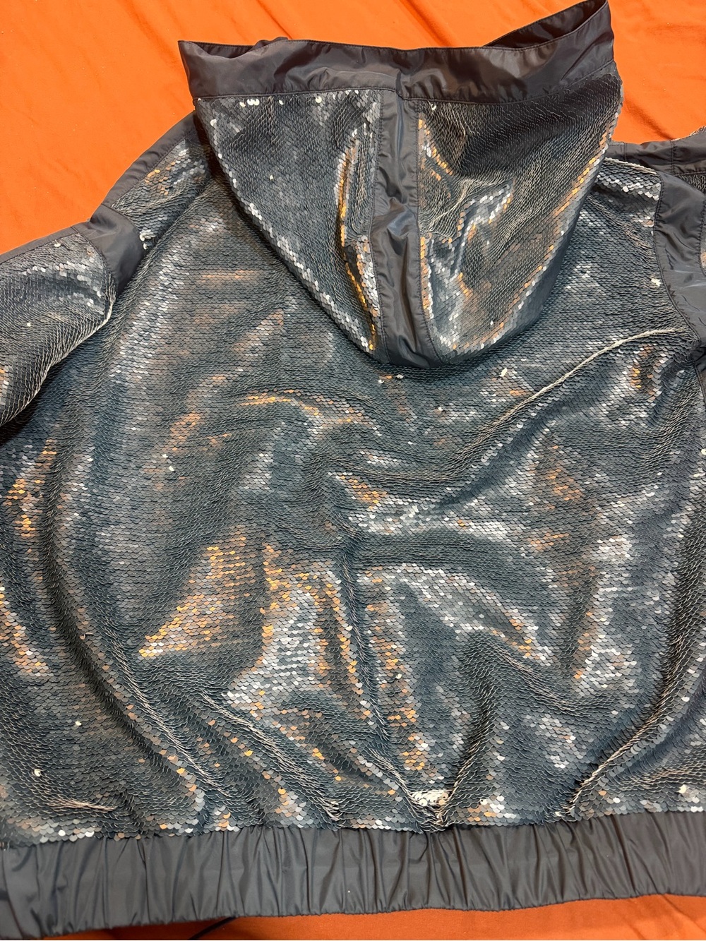 CHANEL Navy Sequin Hooded Zip Jacket with Silver Accents - Picture 3 of 9